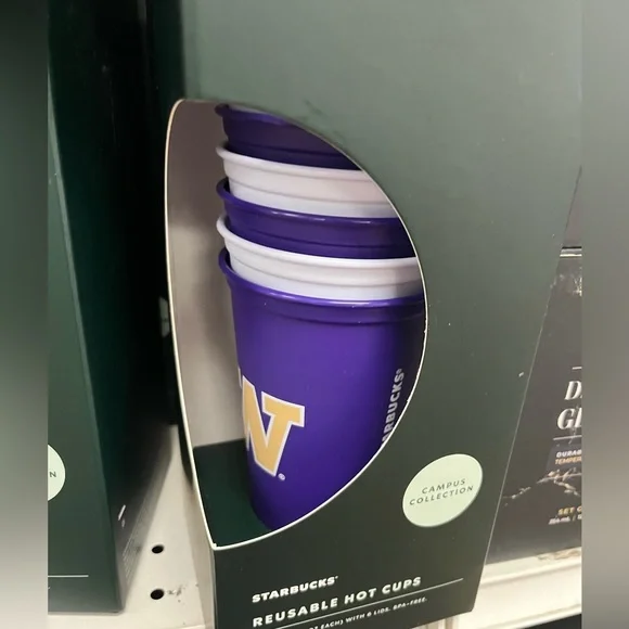 Starbucks University of Washington Huskies (Dawgs) Reusable Hot Cups Set NEW - Picture 3 of 4